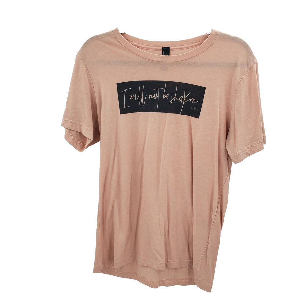 Written Short Sleeve Graphic Tee Womens Size Medium I Will Not Be Shaken Top